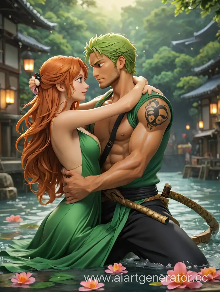 Zoro-and-Nami-Embrace-in-Romantic-Sunset-Silhouette