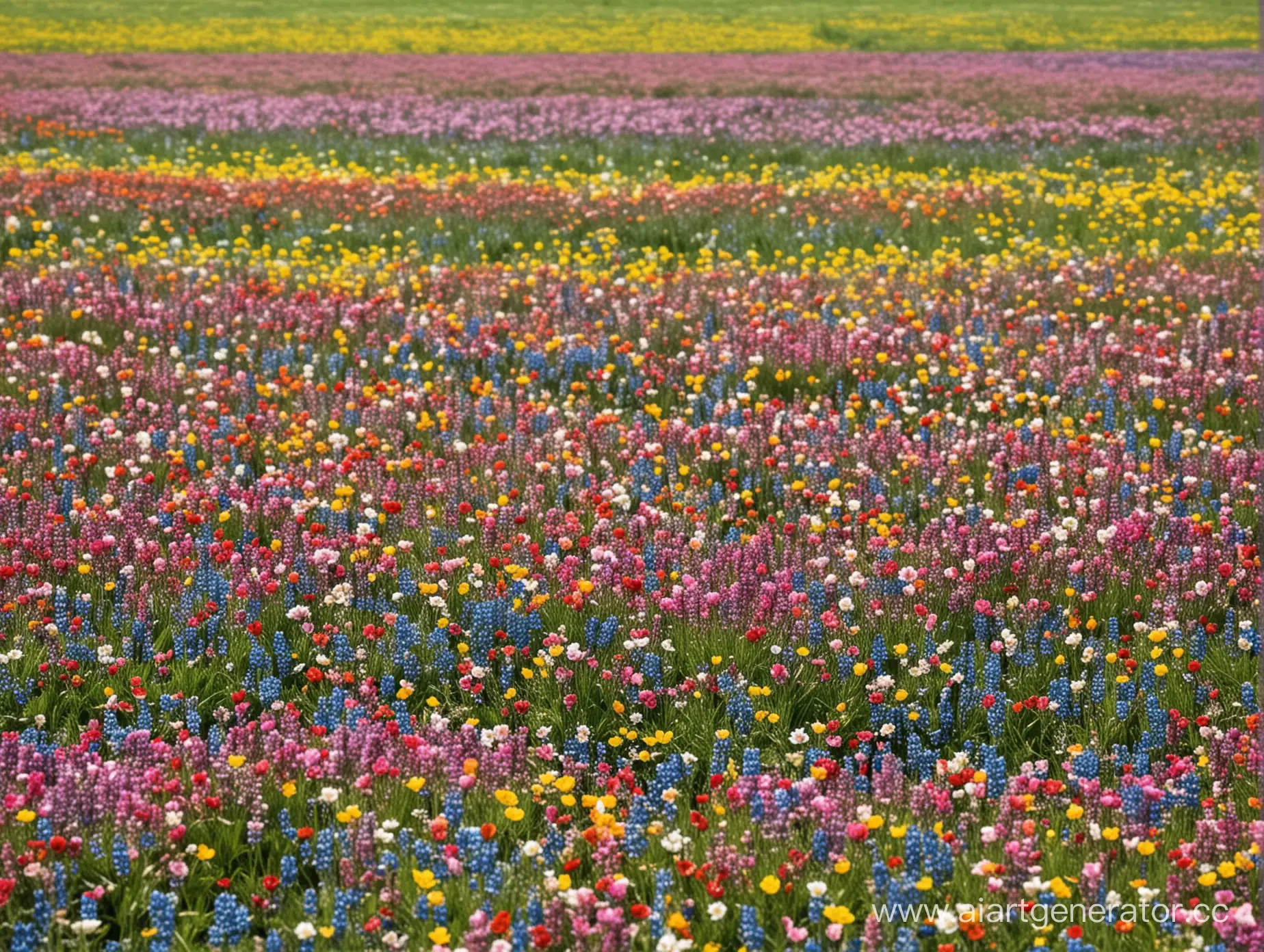Vibrant-Field-of-Spring-Flowers-Blossoming-Under-Sunny-Skies