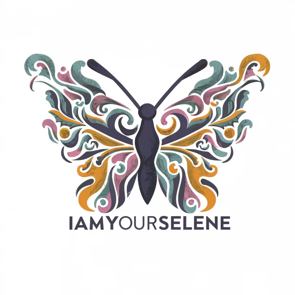 a logo design,with the text "iamyourselene", main symbol:butterfly,complex,clear background