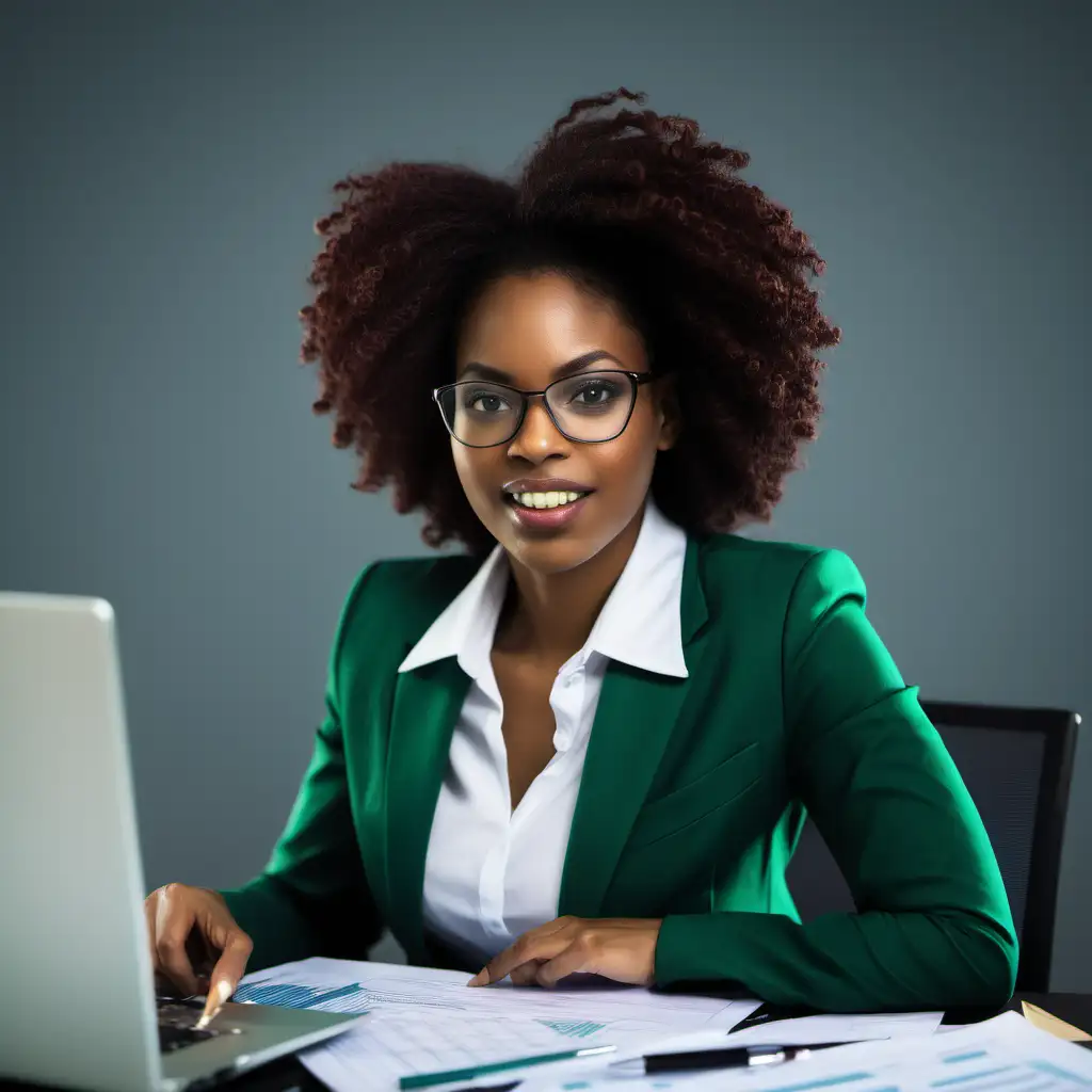 african american women, green, accountant
