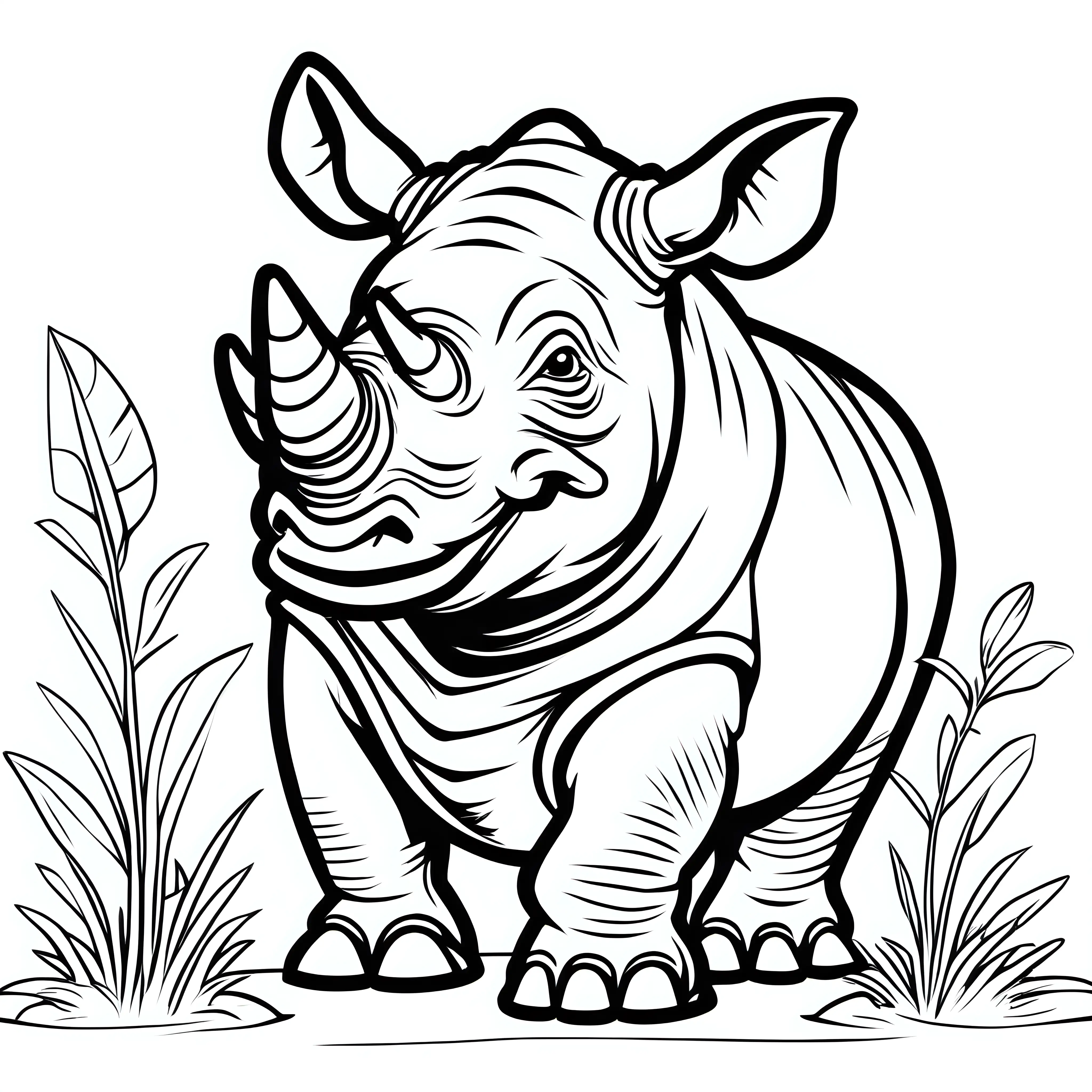 Cartoon Rhino Coloring Page for Kids