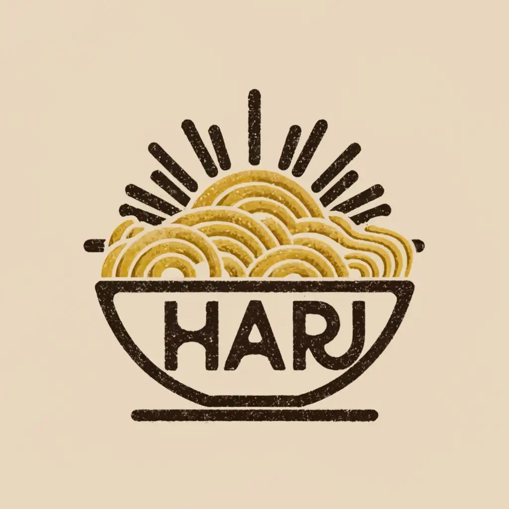 a logo design,with the text "Haru", main symbol:ramen and sun,Moderate,be used in Restaurant industry,clear background