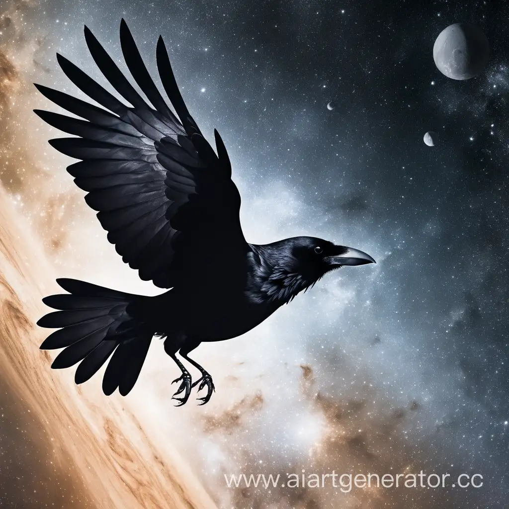 Majestic-Crow-Soaring-Through-Celestial-Infinity