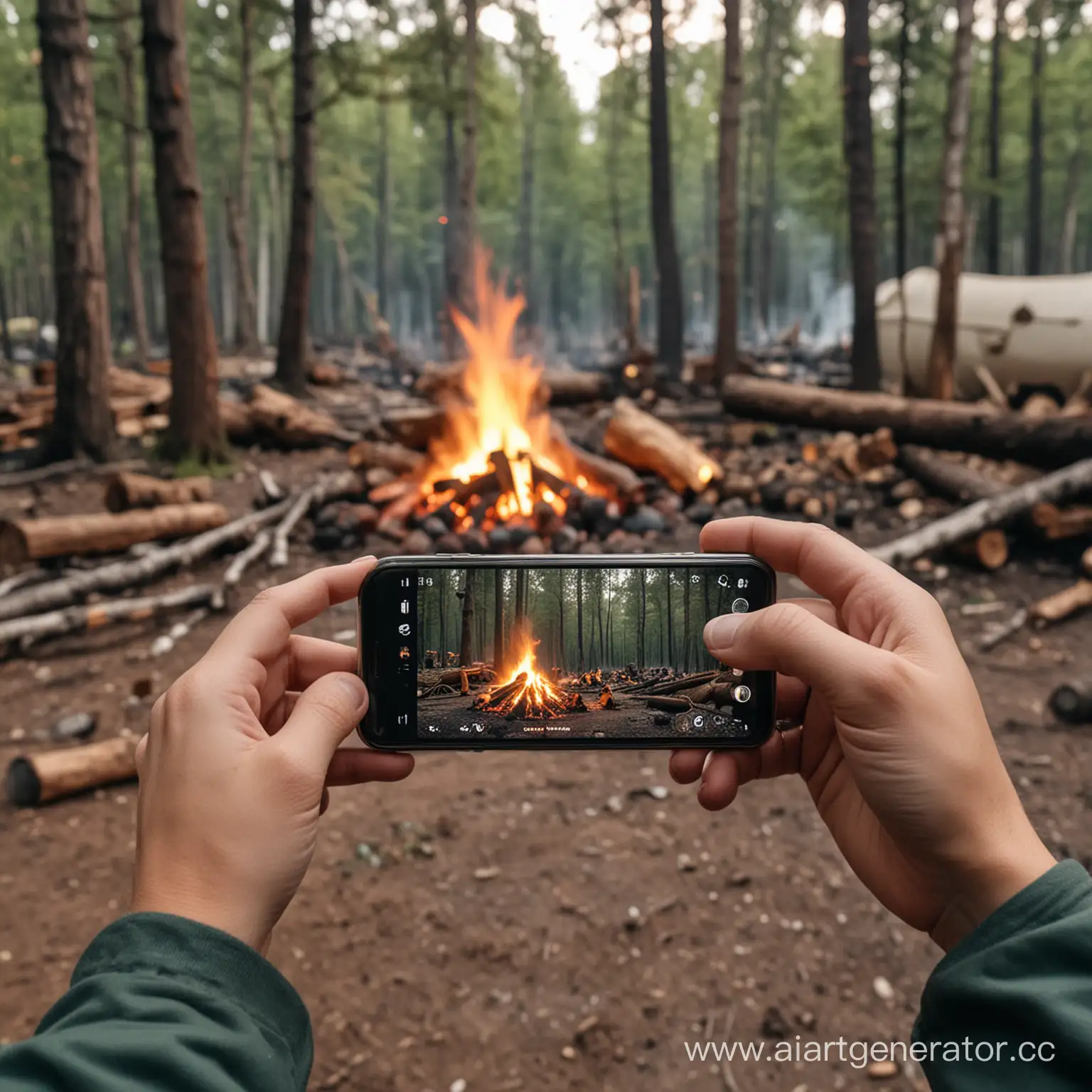 Exploring-Nature-Checking-Memories-on-Phone-by-Campfire