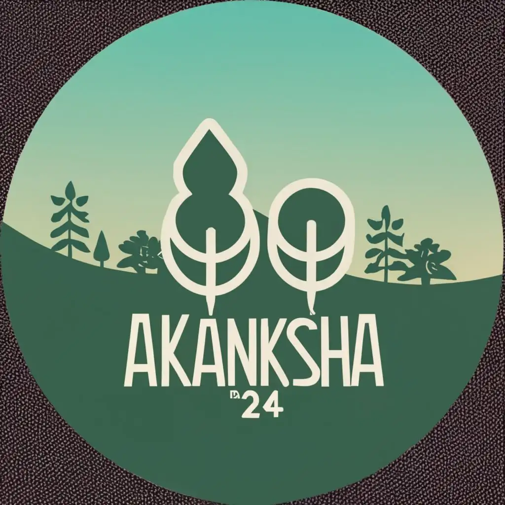 logo, trees, with the text "AKANKSHA '24", typography, be used in Travel industry