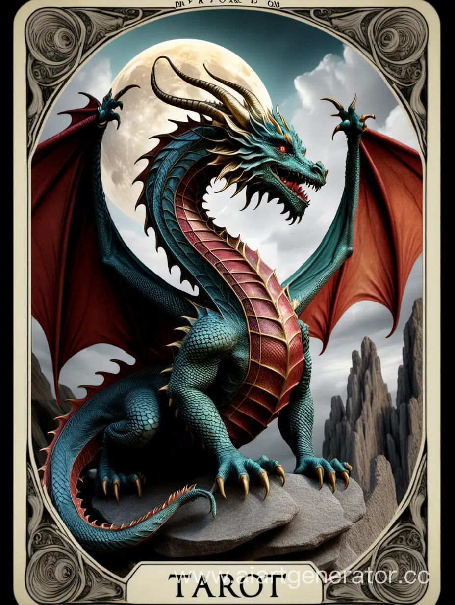 Hyperrealism-Tarot-Card-Featuring-a-Majestic-Dragon