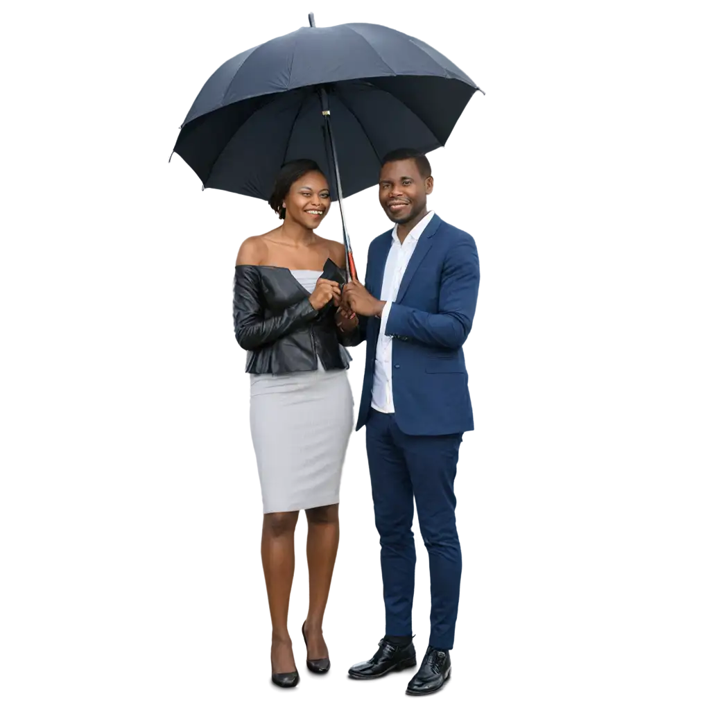 african couple with umbrella