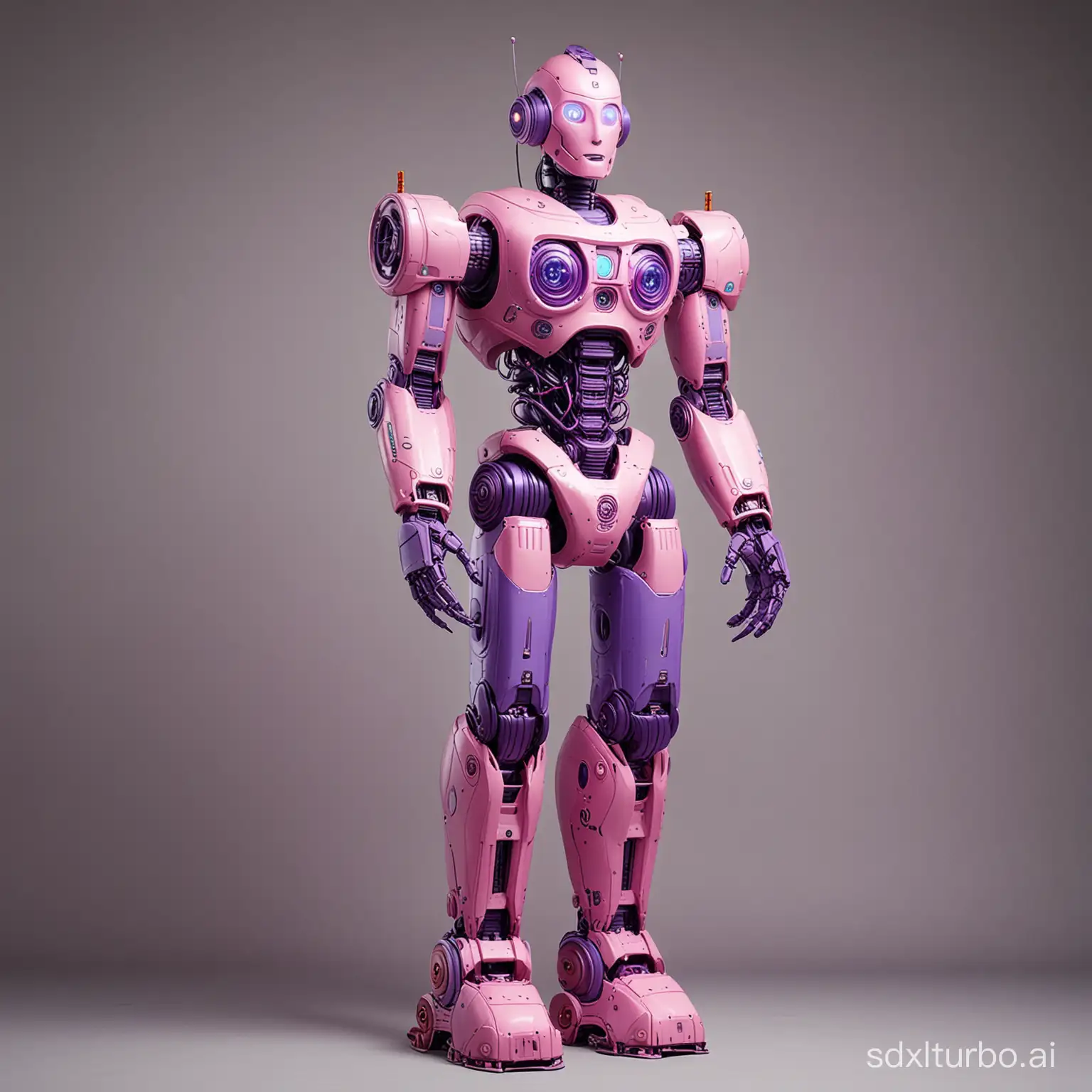 10 foot tall pink and purple robot named Nimrod