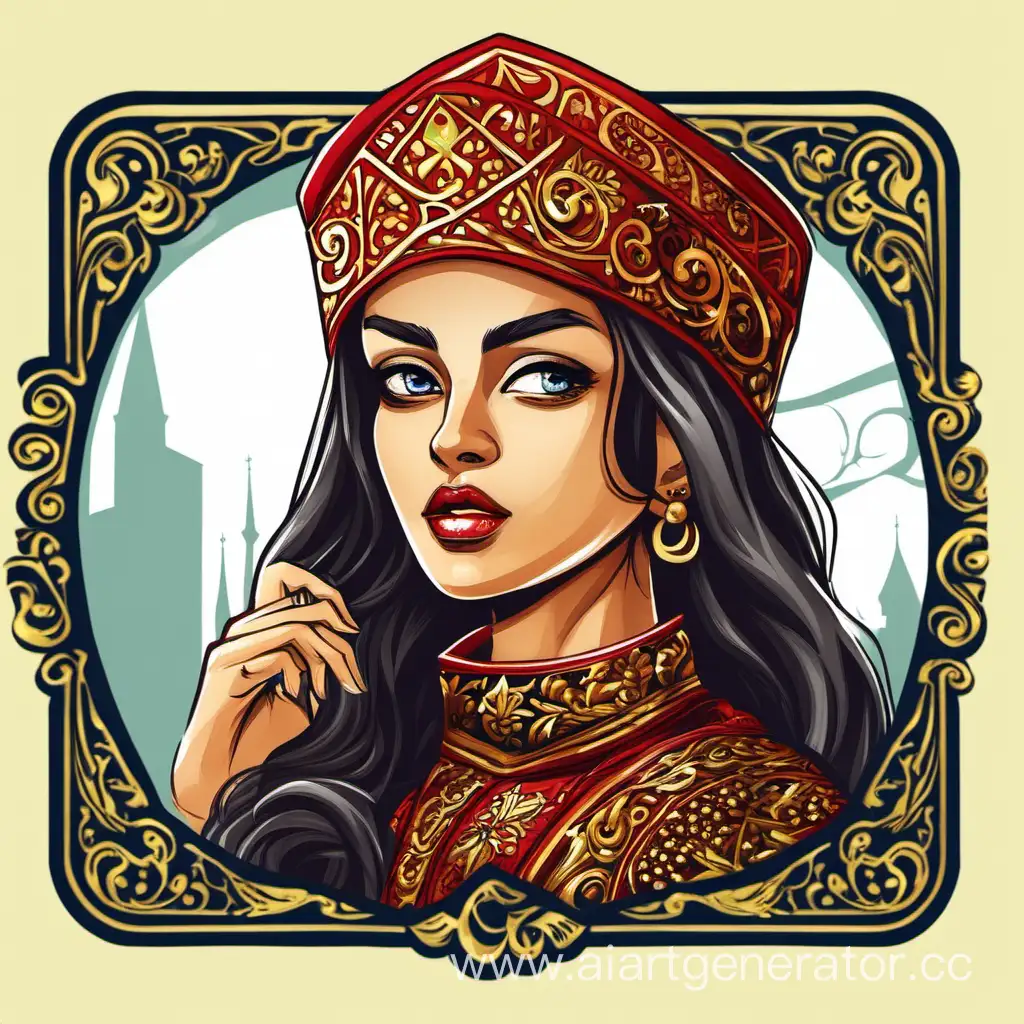 Graphic-Girl-Playing-Speaking-Russian-Card-Game