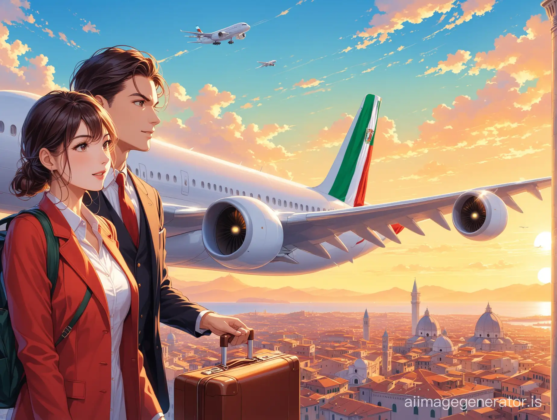 women and men fly to Italy