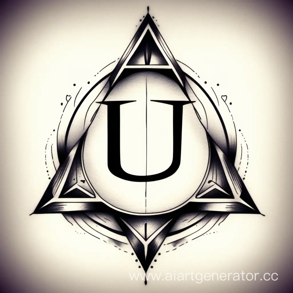 Эскиз татуировки: перевернутый треугольник с буквой U посередине