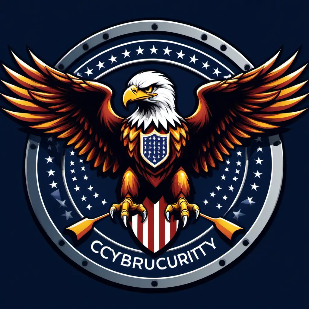 A stylized logo showing the idea of an eagle protecting a nation's critical infrastructure through cybersecurity, it should not look like a US government agency logo. there should be no words or characters at all 
