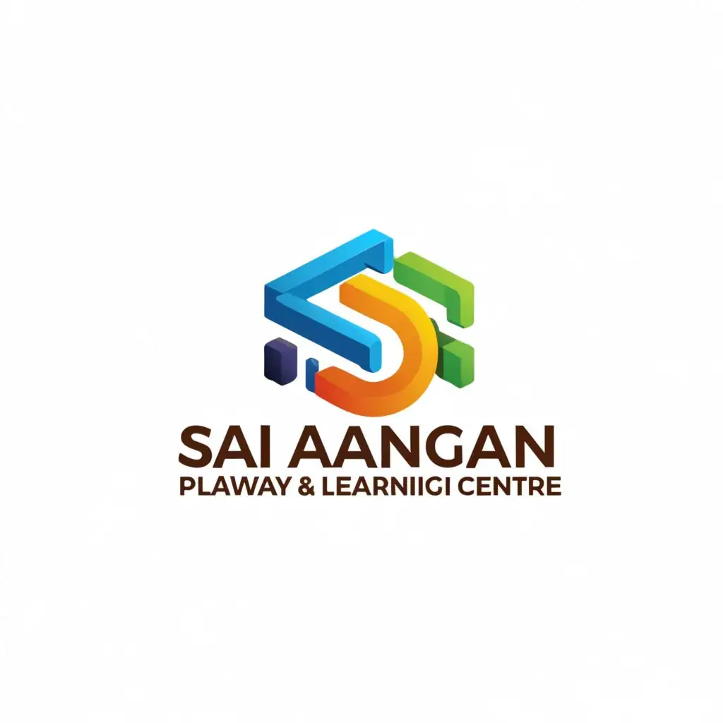 a logo design,with the text "Sai Aangan PlayWay & Learning Centre", main symbol:3d words,Minimalistic,be used in Education industry,clear background