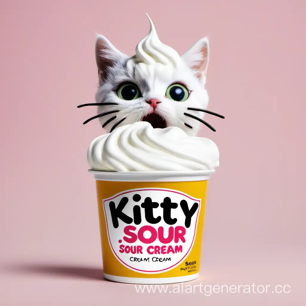 Adorable-Kitty-Enjoying-a-Sour-Cream-Treat