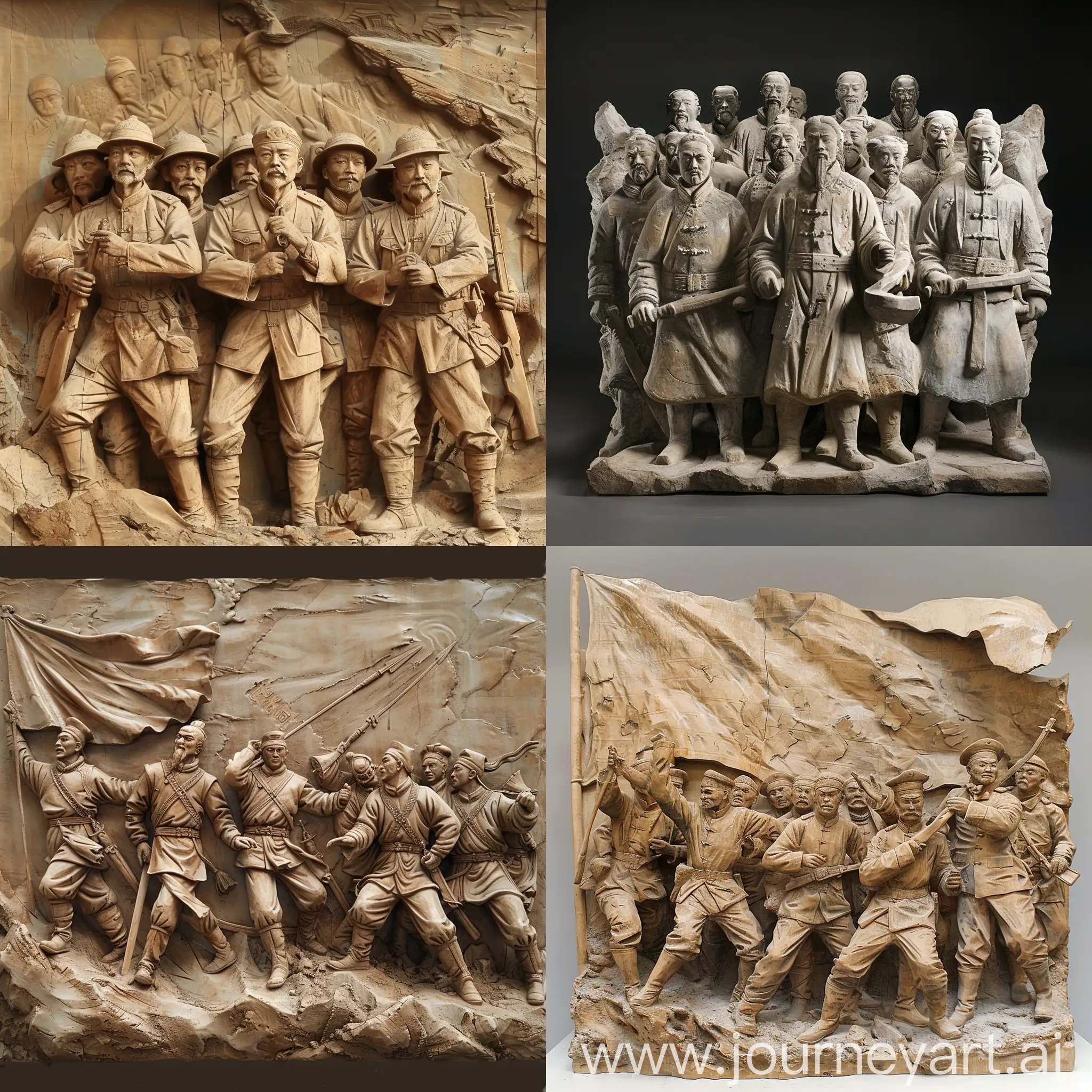 抗日时期福建叶飞将军领队冲锋陷阵的雕塑群