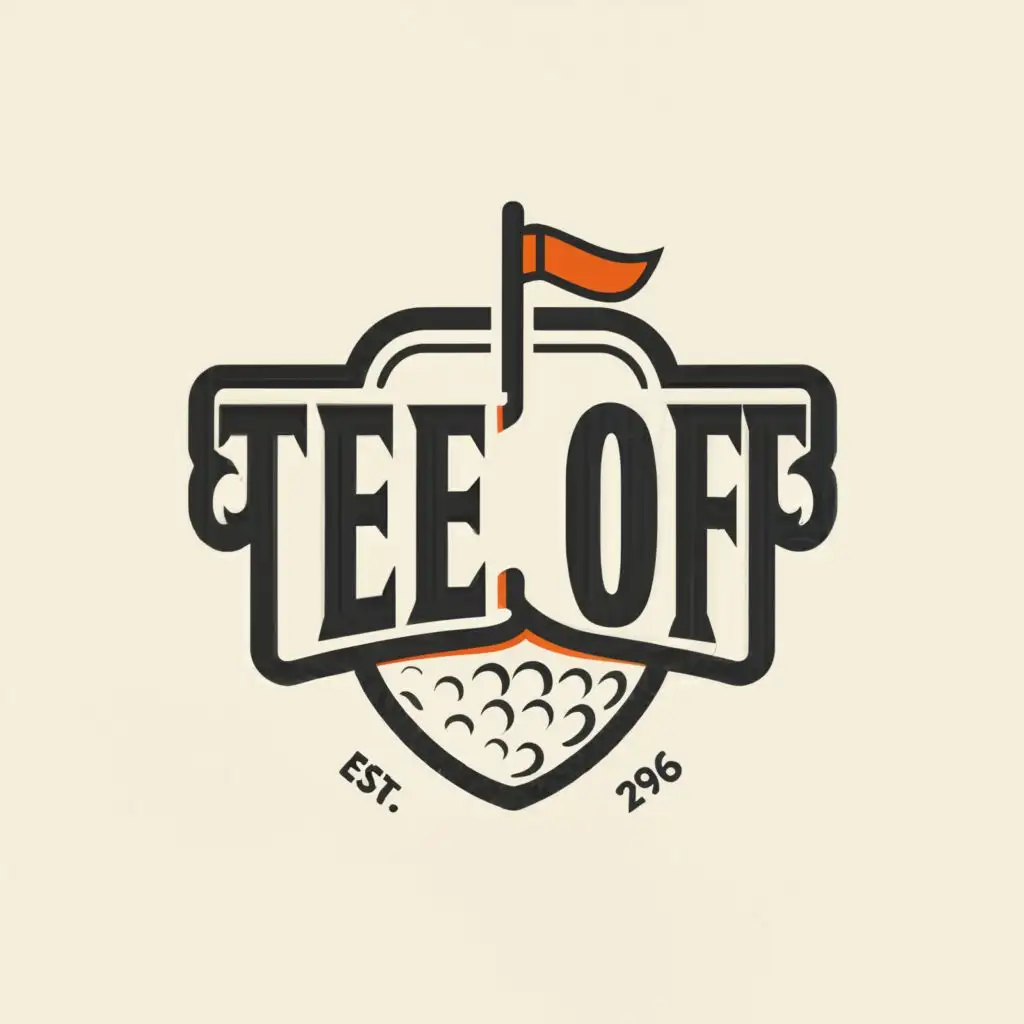 a logo design,with the text "Tee Off", main symbol:Create a simple text of the words “Tee Off” with a golf pin and cup with a flag at the end ,Minimalistic,be used in Sports Fitness industry,clear background