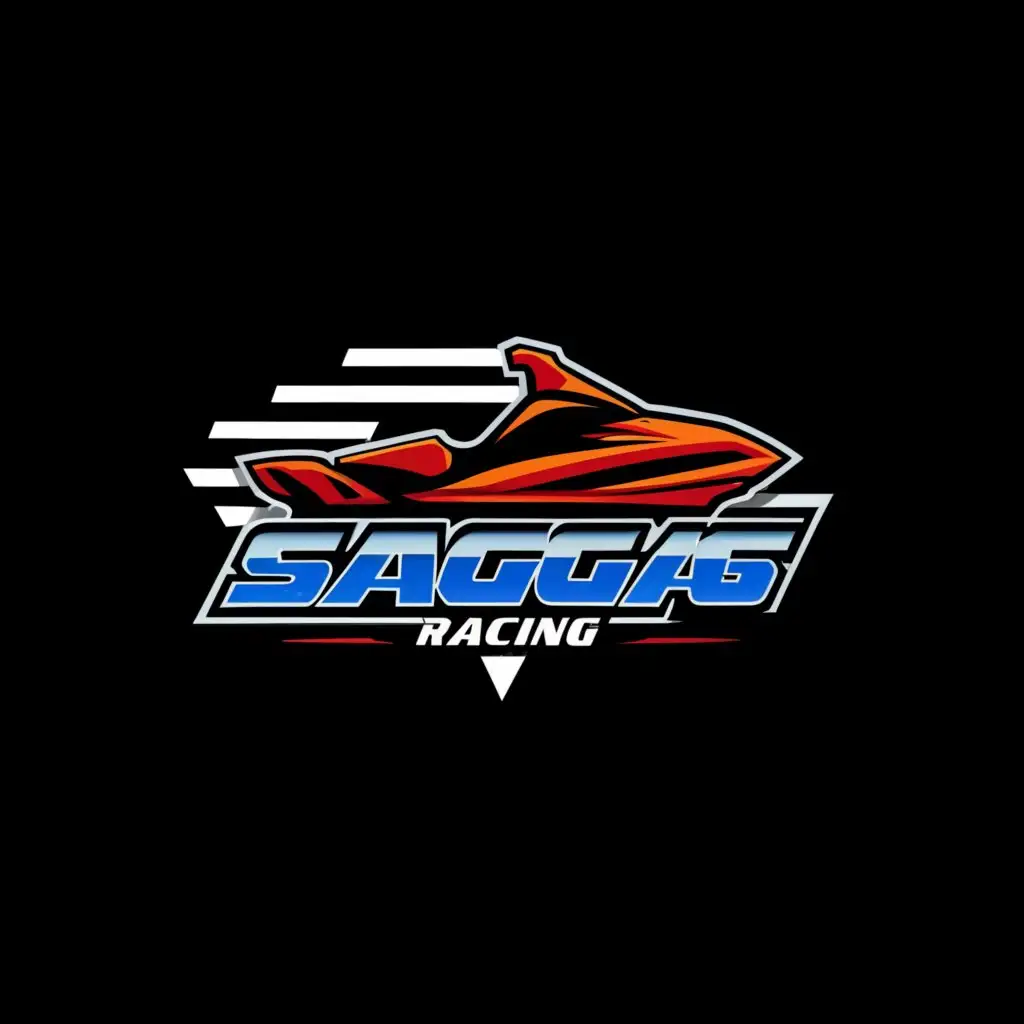 a logo design,with the text "Saggas Racing", main symbol:JetSki,Moderate,clear background
