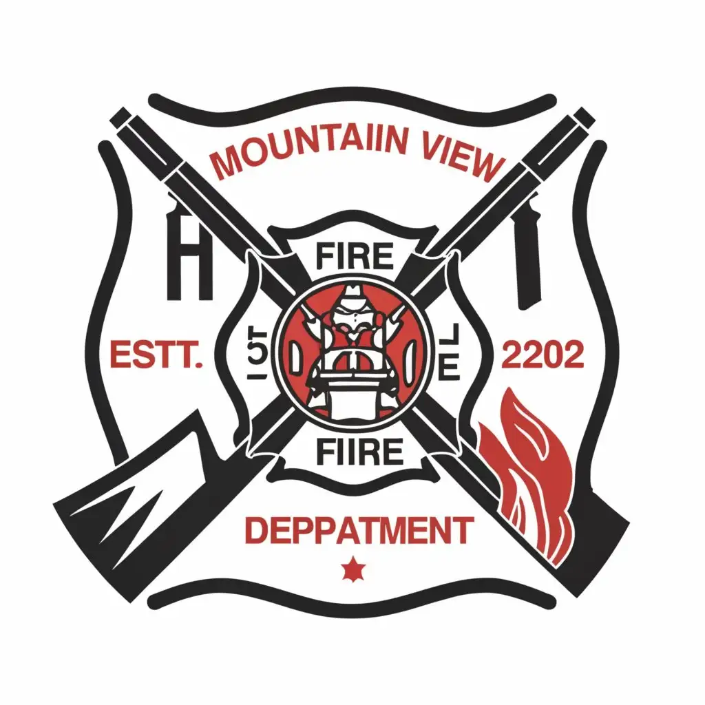 a logo design,with the text "Mountain View Fire Department", main symbol:Fire department badge,Moderate,clear background
