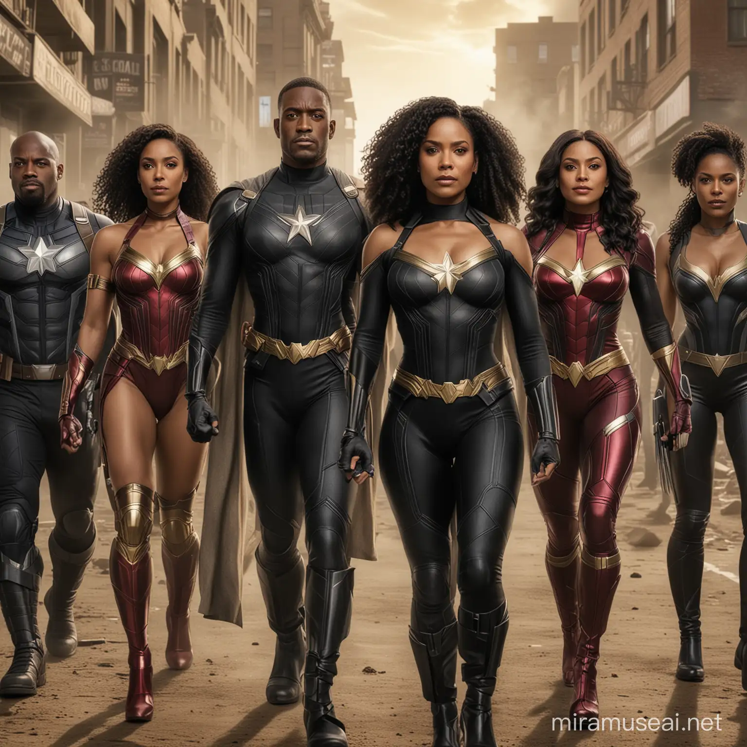 marvel superhero team 1 black man 1 black woman 2 latina women saving sales photo real 4k snyder cut
