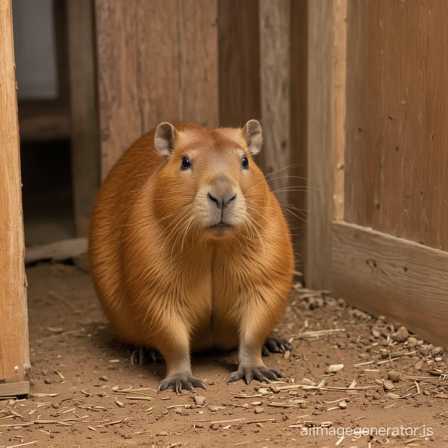A capybara in a house