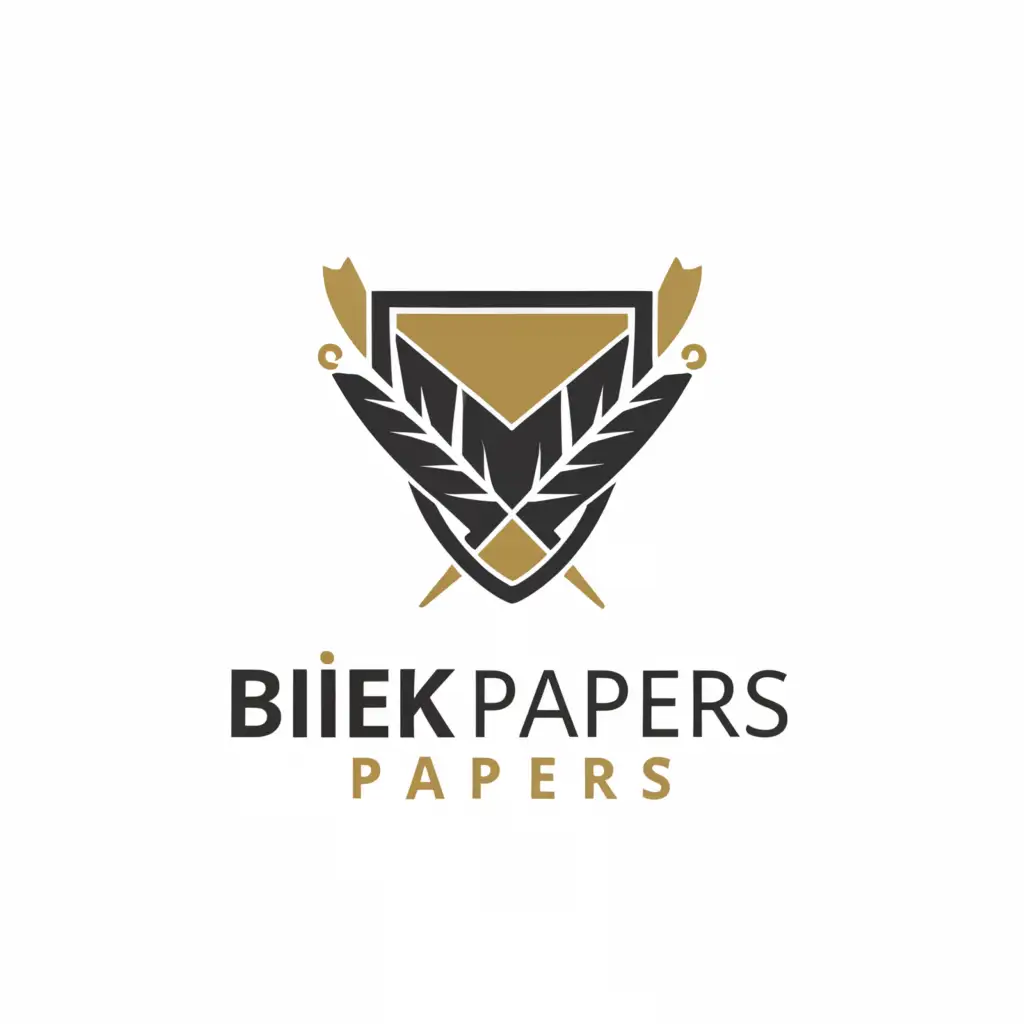 a logo design, with the text BIEK Papers.📃, main symbol: A Shield with BIEK written inside shield and outside is a  Pen shape below the shield, Moderate, to be used in Education industry, clear background