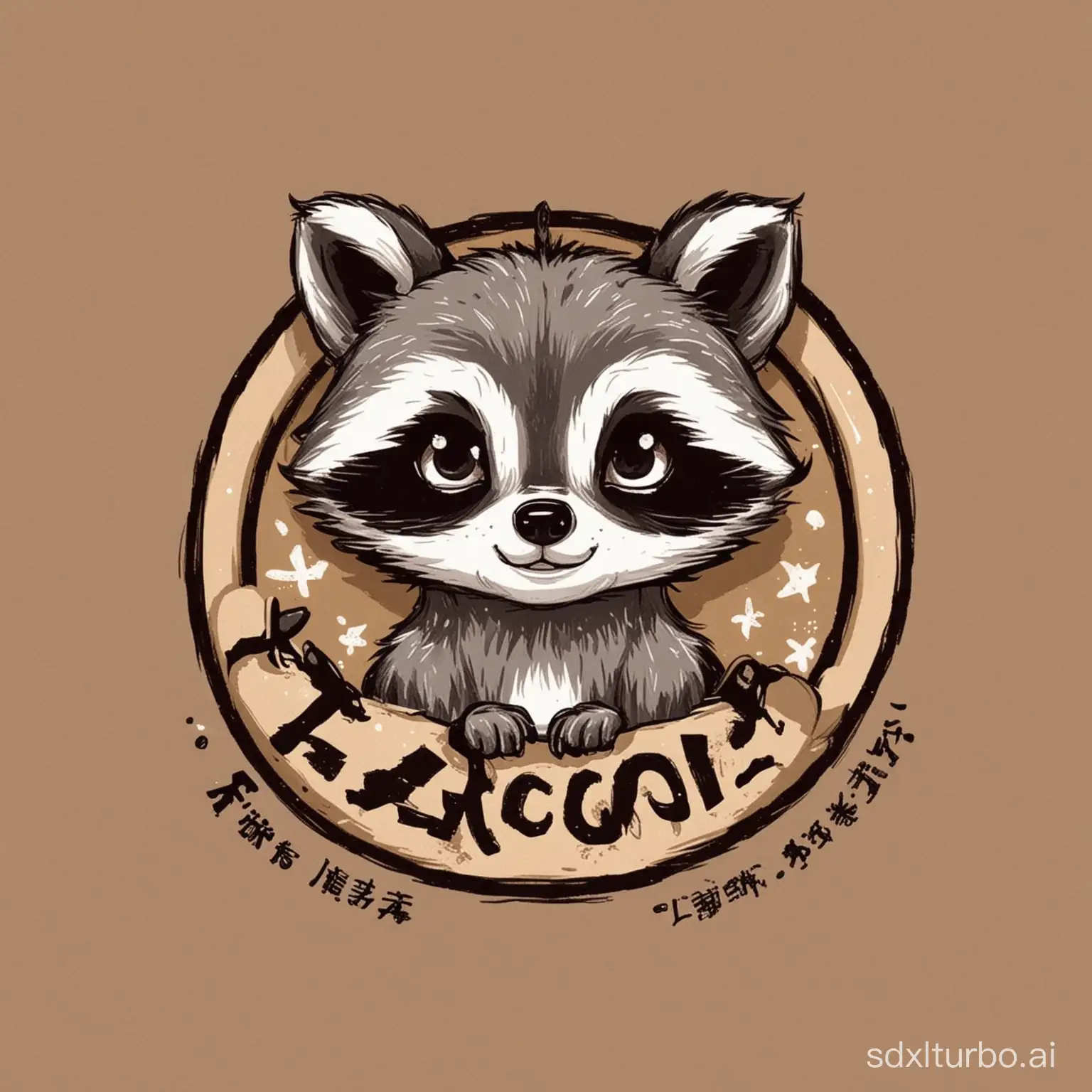 Adorable-Raccoon-Castle-Logo-Playful-Mascot-Design
