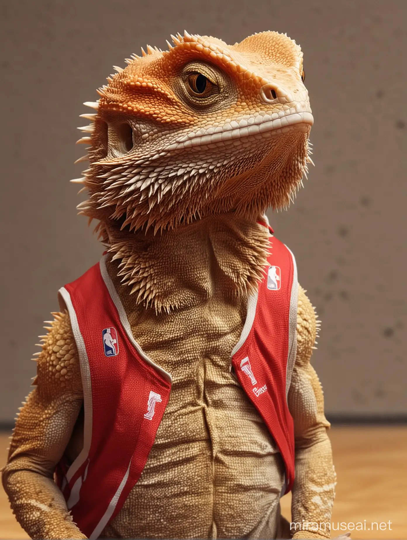 Bearded Dragon Playing Basketball in NBA Gear