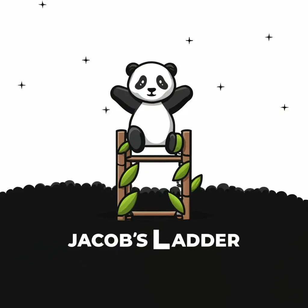 LOGO-Design-for-Jacobs-Ladder-Panda-Ascending-Ladder-with-Sky-Blue-and-Clouds-Theme-for-Retail-Industry