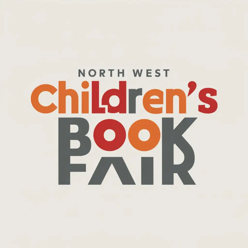 North West Childrens Book Fair Logo in Minimalistic Orange Red and Grey