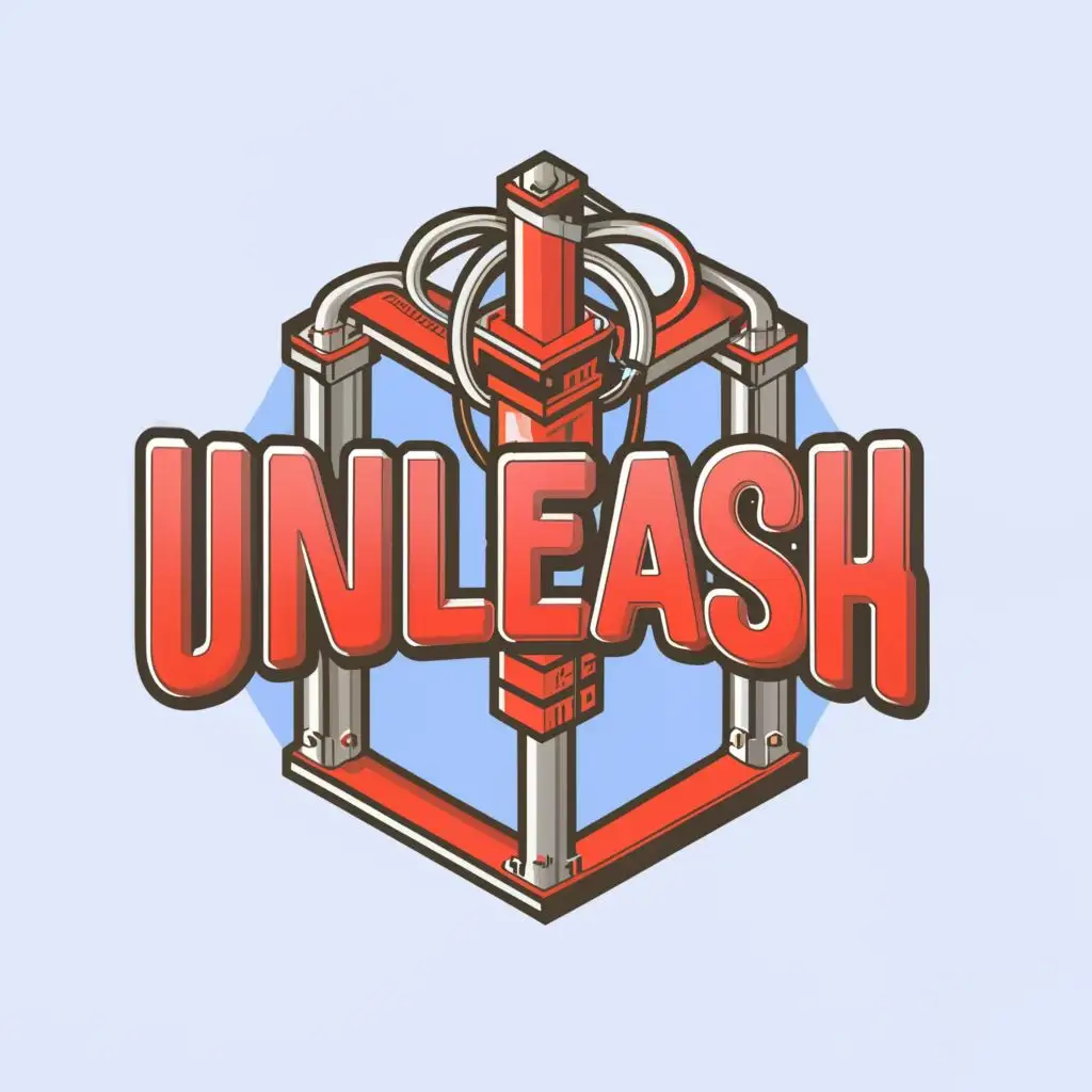 logo, 3D PRINTER, VECTOR, BOLD, with the text "UNLEASH", typography