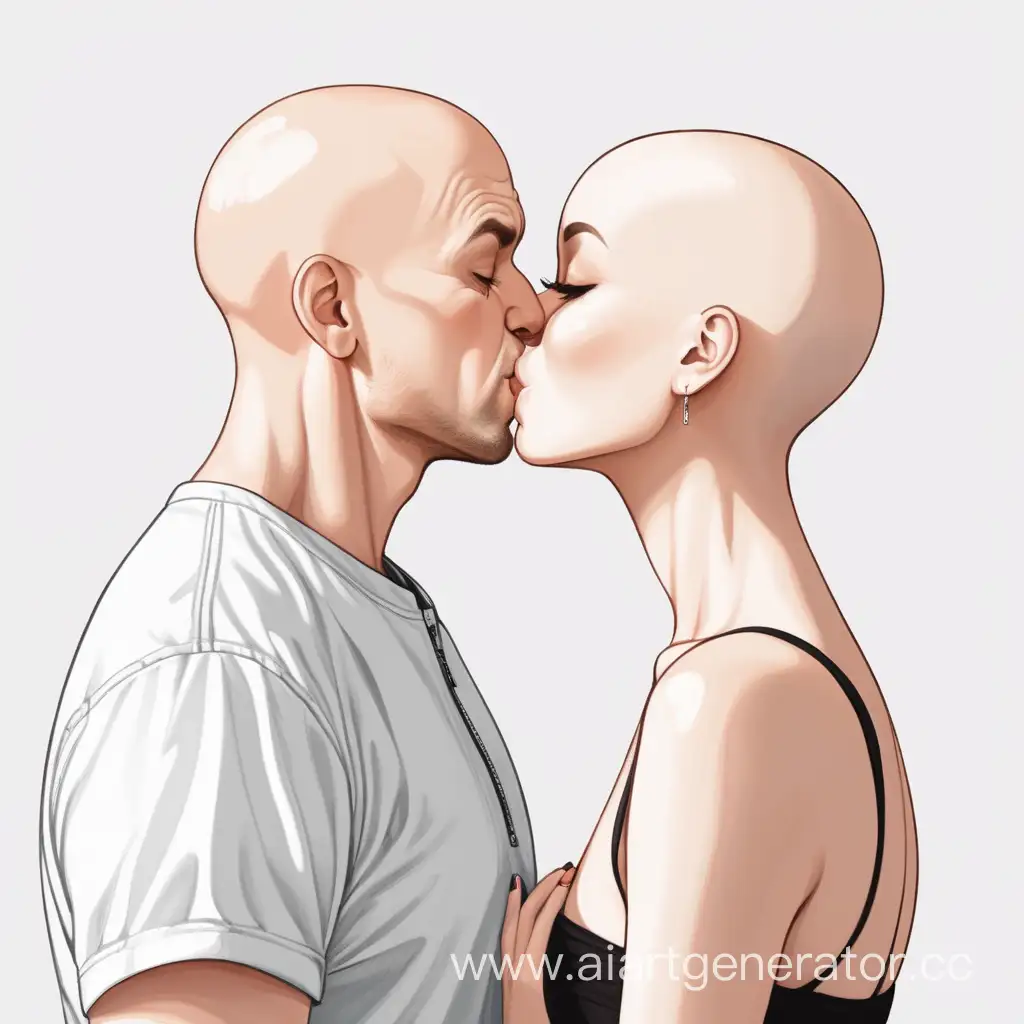 Affectionate-Bald-Couple-Sharing-a-Tender-Kiss-on-Clean-White-Background