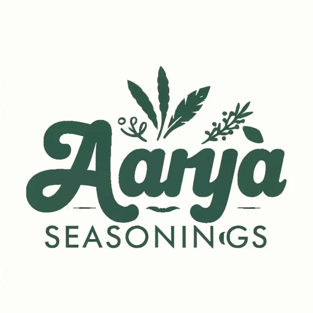 logo, HERBS, with the text "AARYA SEASONINGS", typography