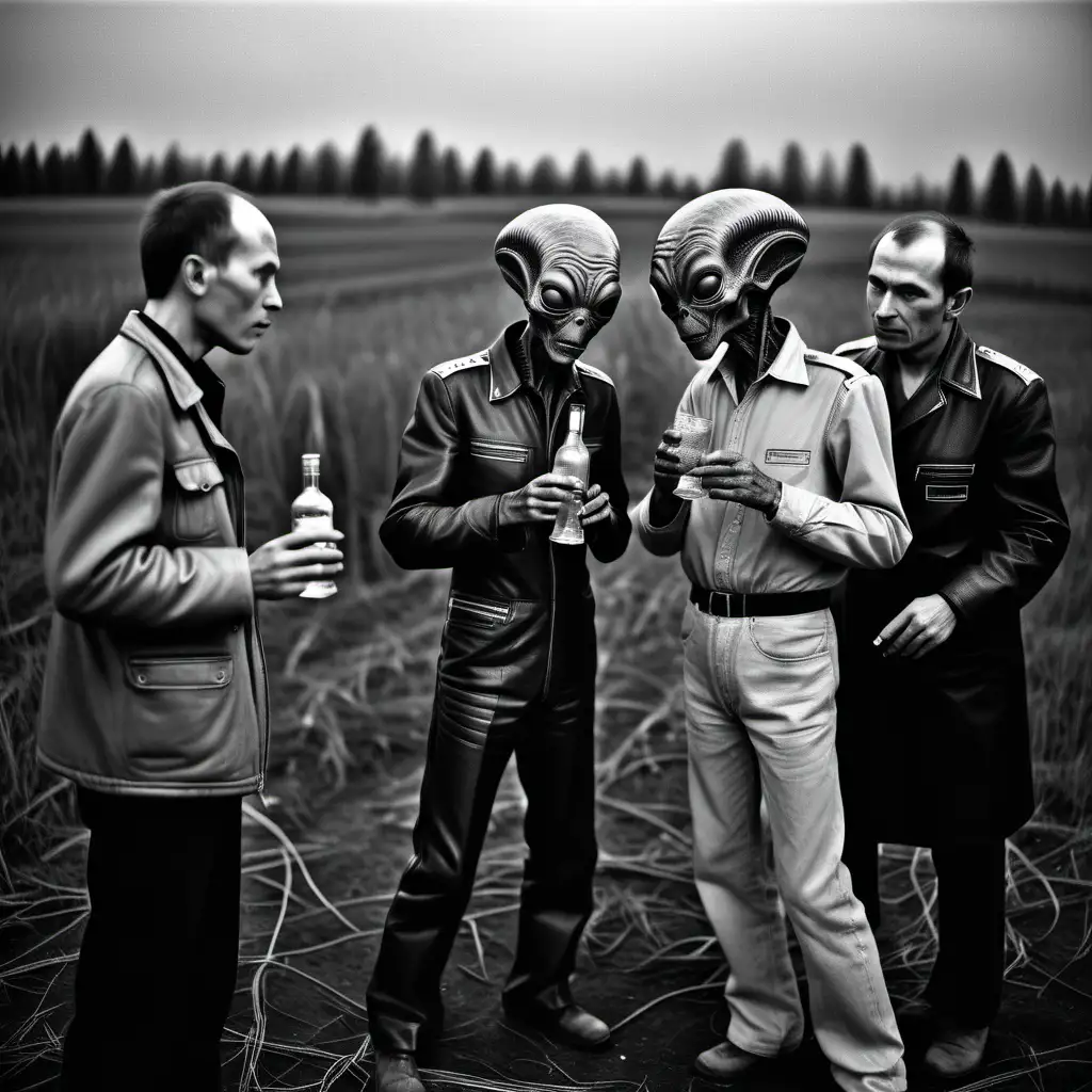   инопланетяне пьют водку сельская советская дискотека  ,  чб фотографияя