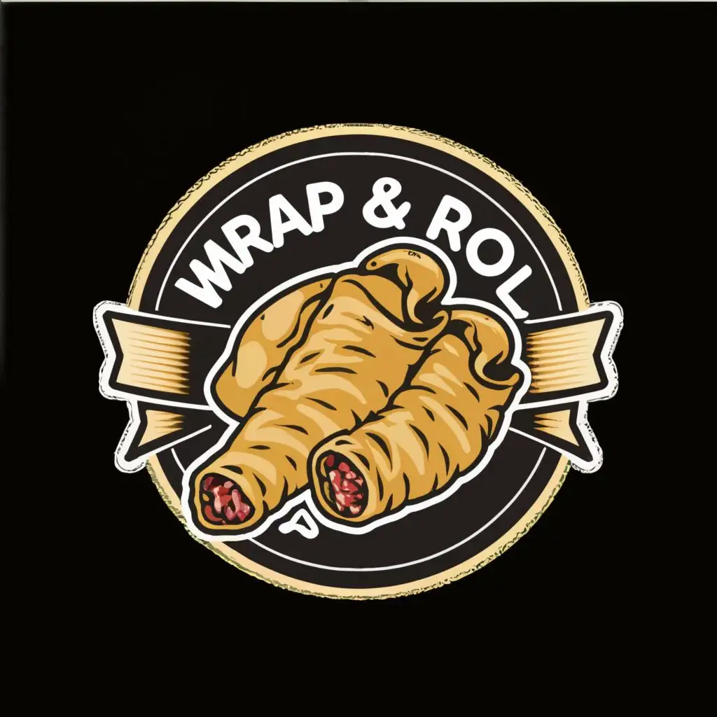 logo, BANANA TURON OR WRAPPER, with the text "WRAP & ROLL", typography, be used in Restaurant industry