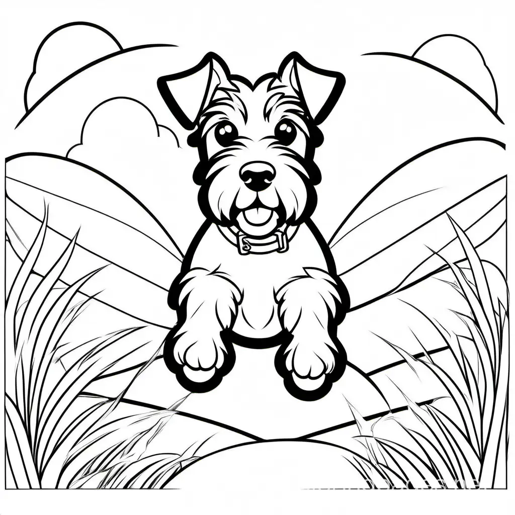 Schnauzer-Chasing-Frisbee-Playful-Dog-Coloring-Page