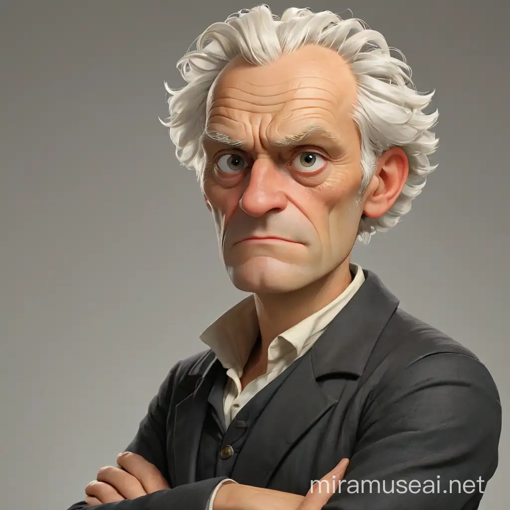 Defiant Arthur Schopenhauer Rejects Offer in Realistic 3D Animation