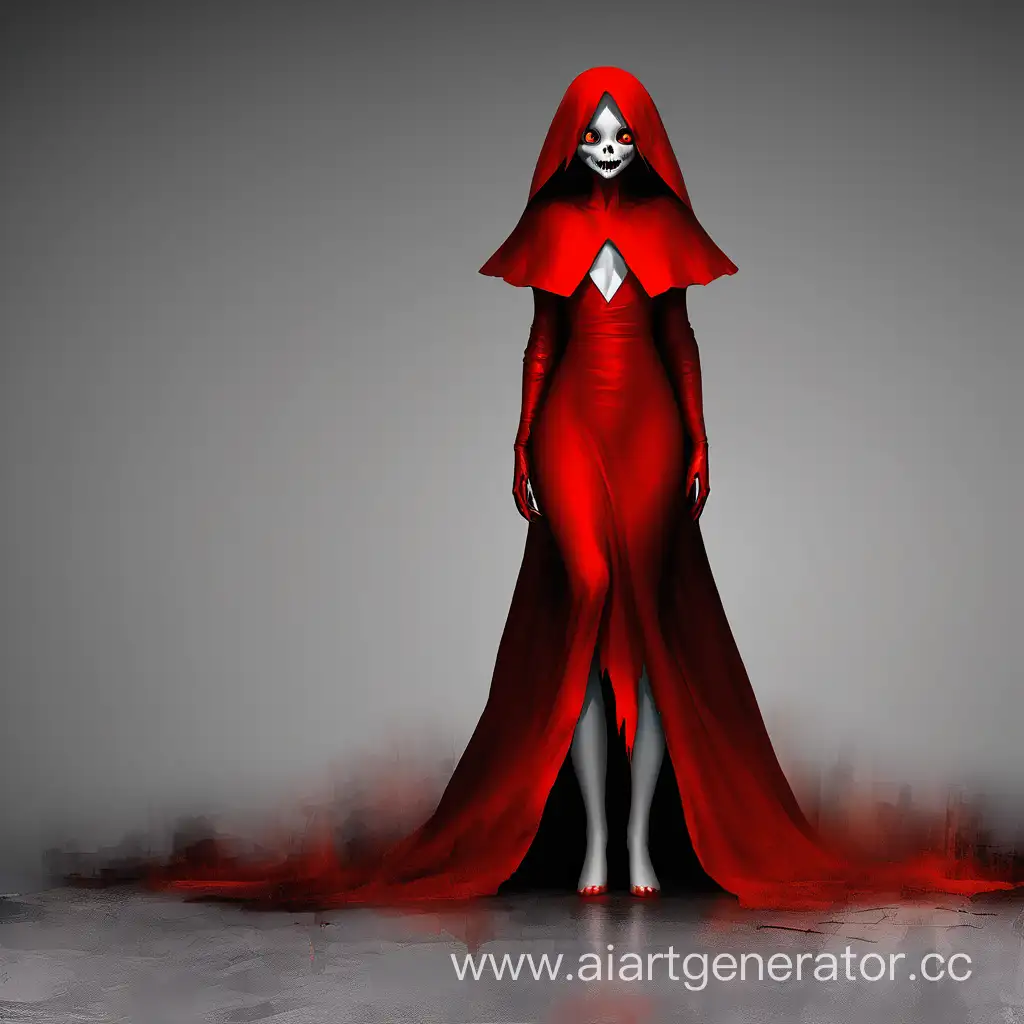 Eerie-Woman-in-Red-Stands-Tall