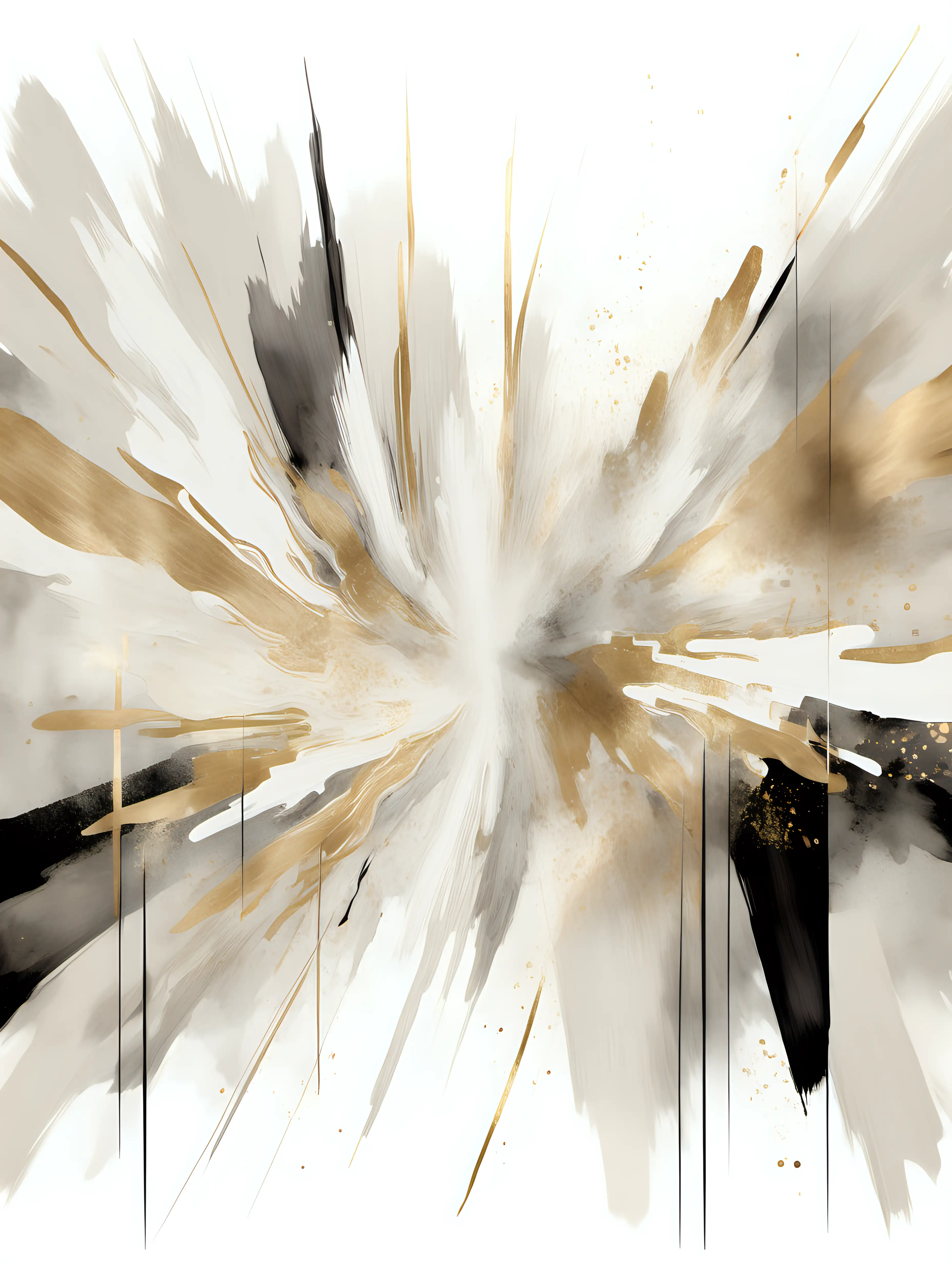 Contemporary Nordic Abstract Art Elegant Fusion of Light Watercolors in Beige Gold and Black