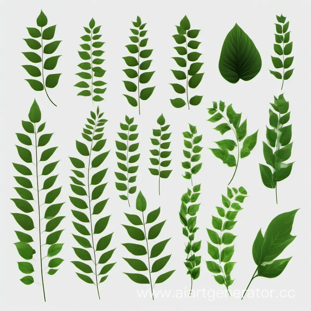 лаконичные эстетичные зеленые листья от цветов на прозрачном фоне