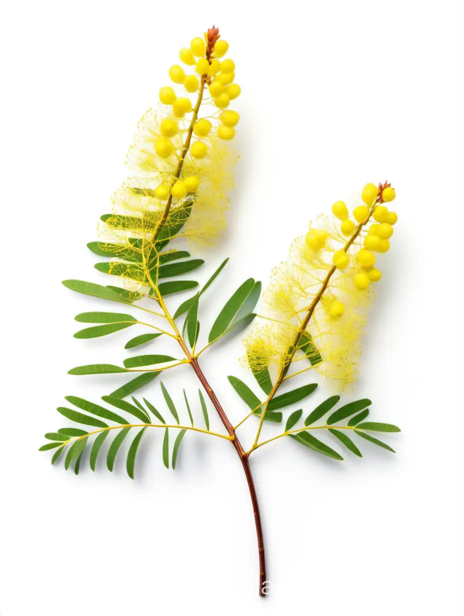 Exquisite-Botanical-Wild-Acacia-Flower-on-Pure-White-Background