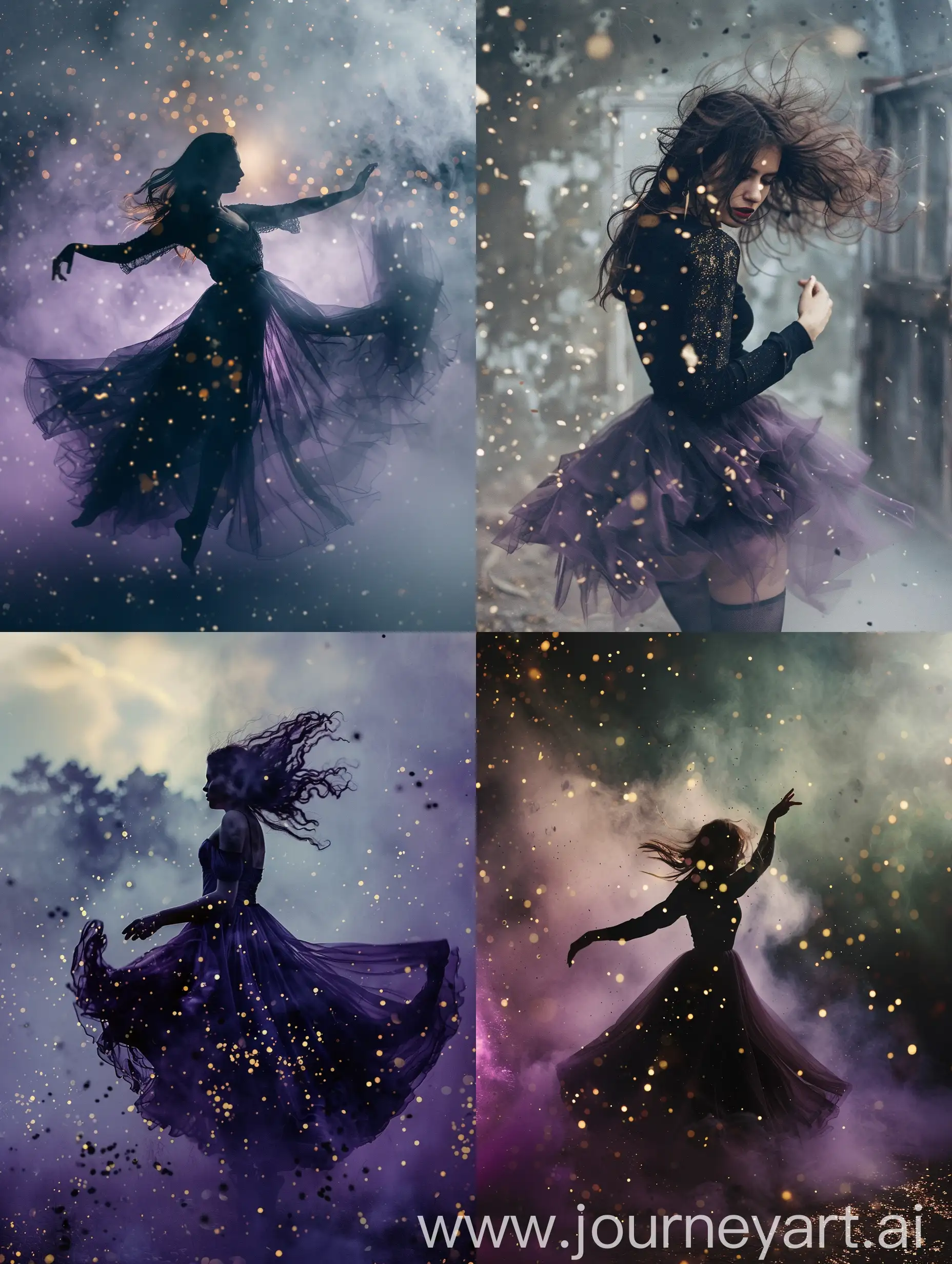 Mysterious-Witch-Dancing-in-Radiant-Purple-and-Gold-Flecked-Ambiance