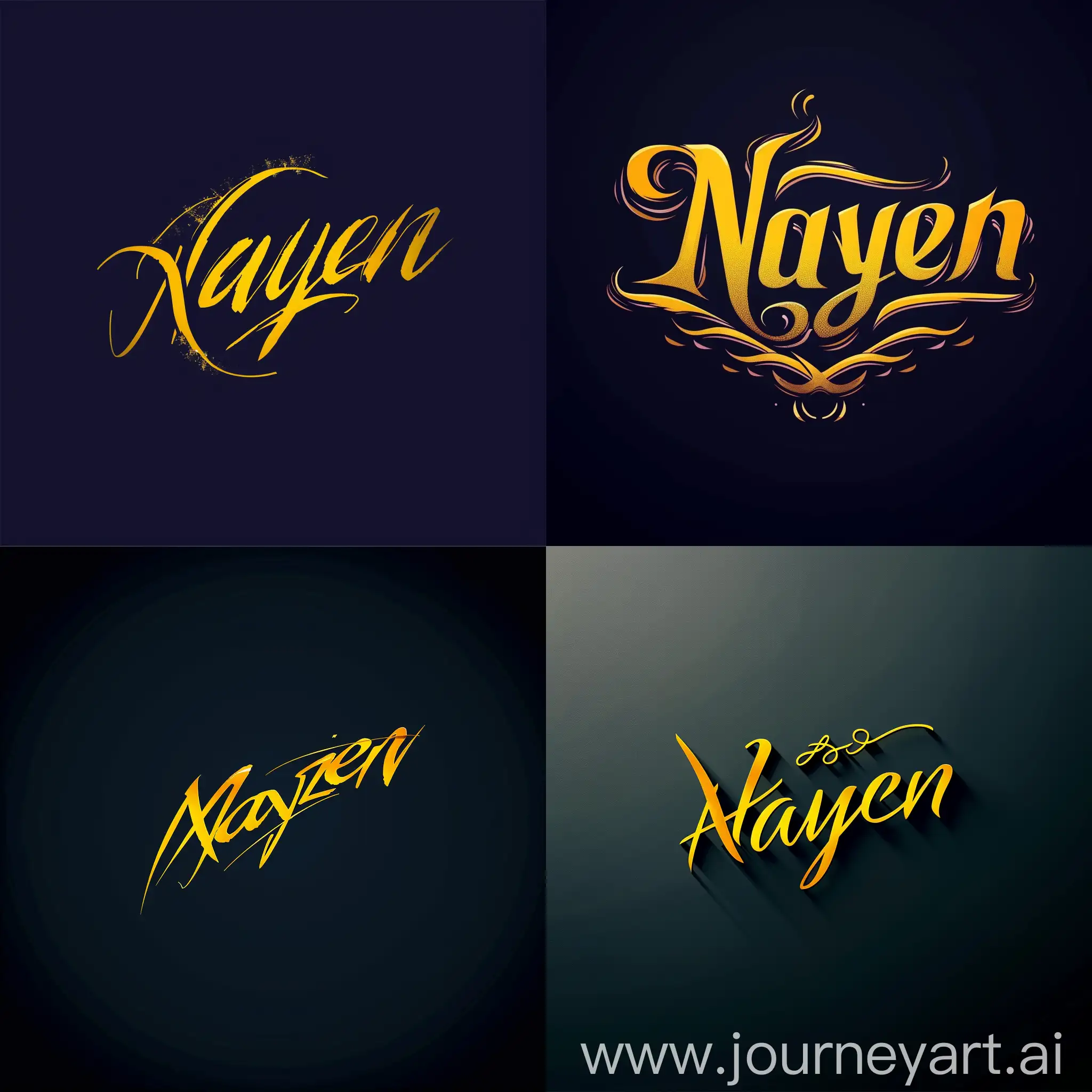 Logo for the Name Nayden, Yellow writing, dark background