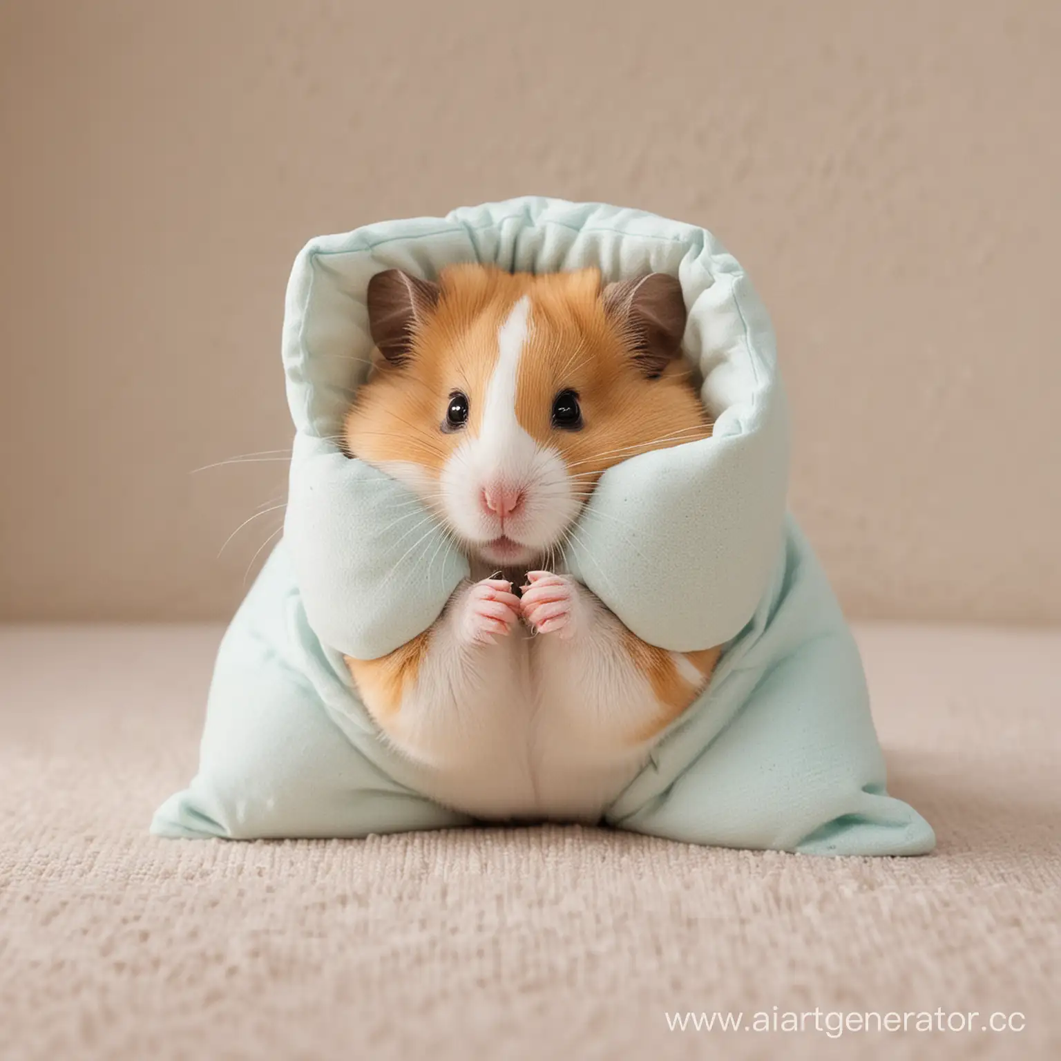 Hamster-Ready-to-Strike-with-Pillow