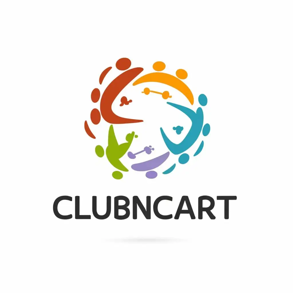 logo, minimalist  people connected by hands in circle, with the text "Clubncart", typography, be used in Internet industry