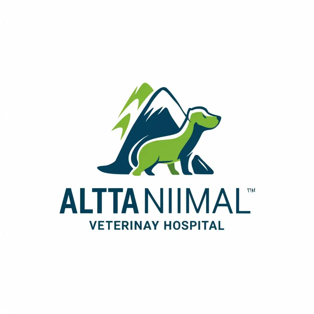 a logo design,with the text "ALTA ANIMAL VETERINARY HOSPITAL", main symbol:mountain, fun, animal,Moderate,clear background