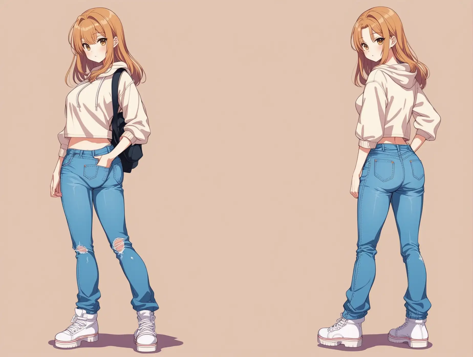 Full body picture sensual anime girl wearing small feet old school boot sneakers and jeans