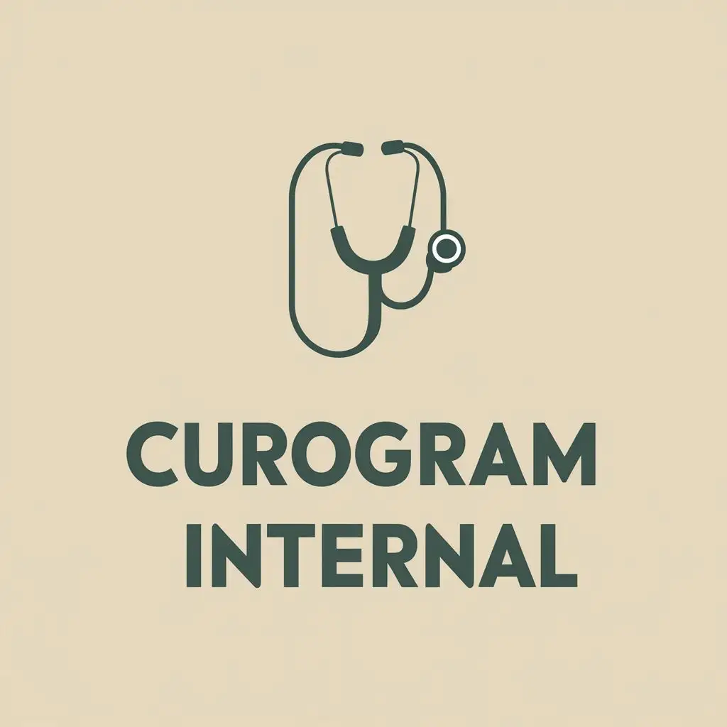 logo, Stethoscope, with the text "Curogram Internal", typography