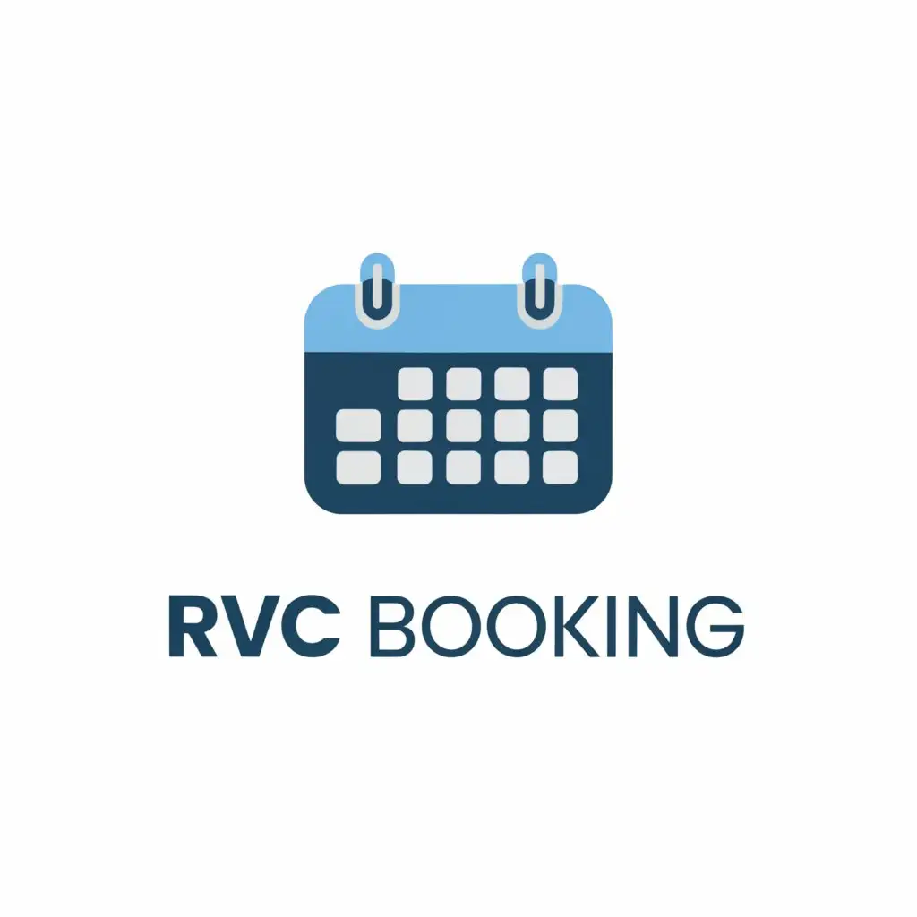 a logo design,with the text "RVC Booking", main symbol:calendar,Minimalistic,clear background
