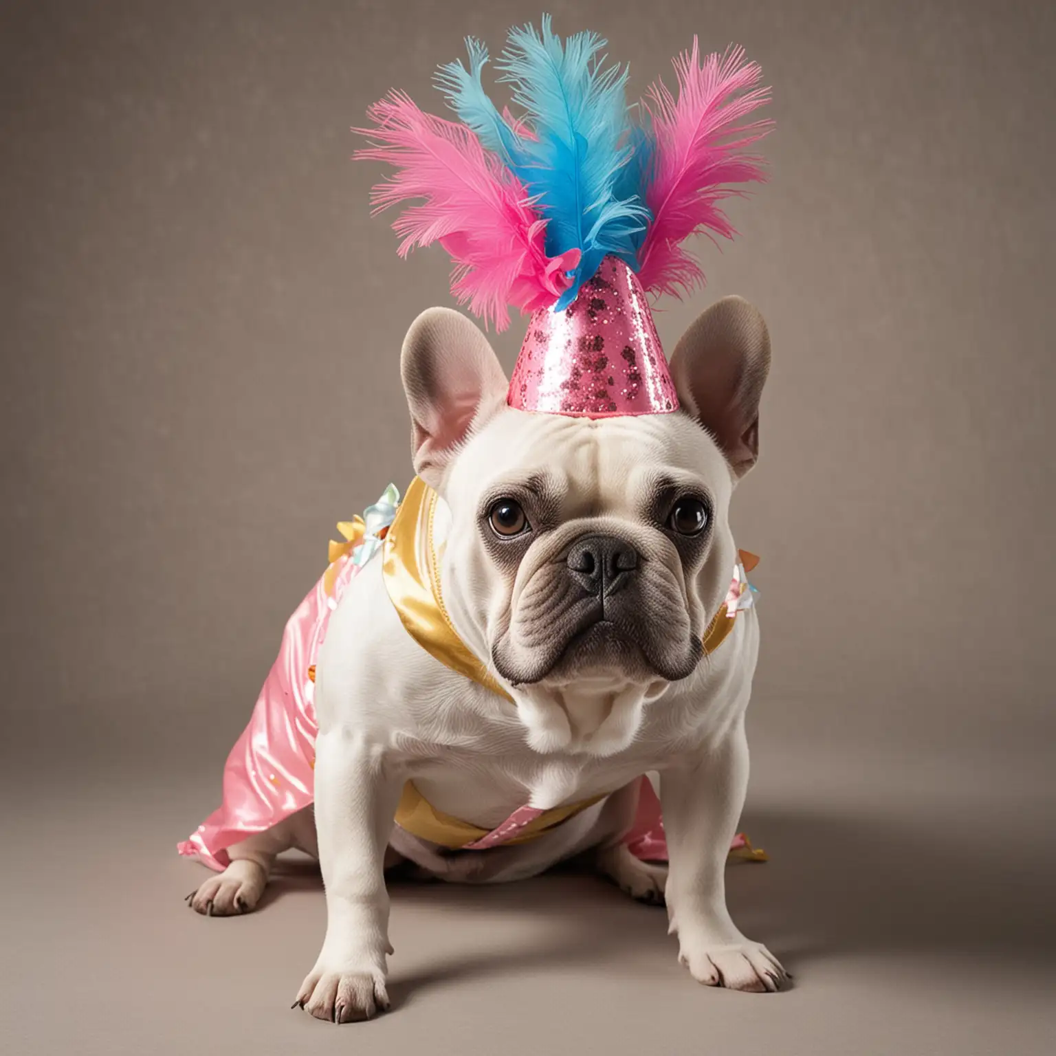 french bulldog dressed up for a party