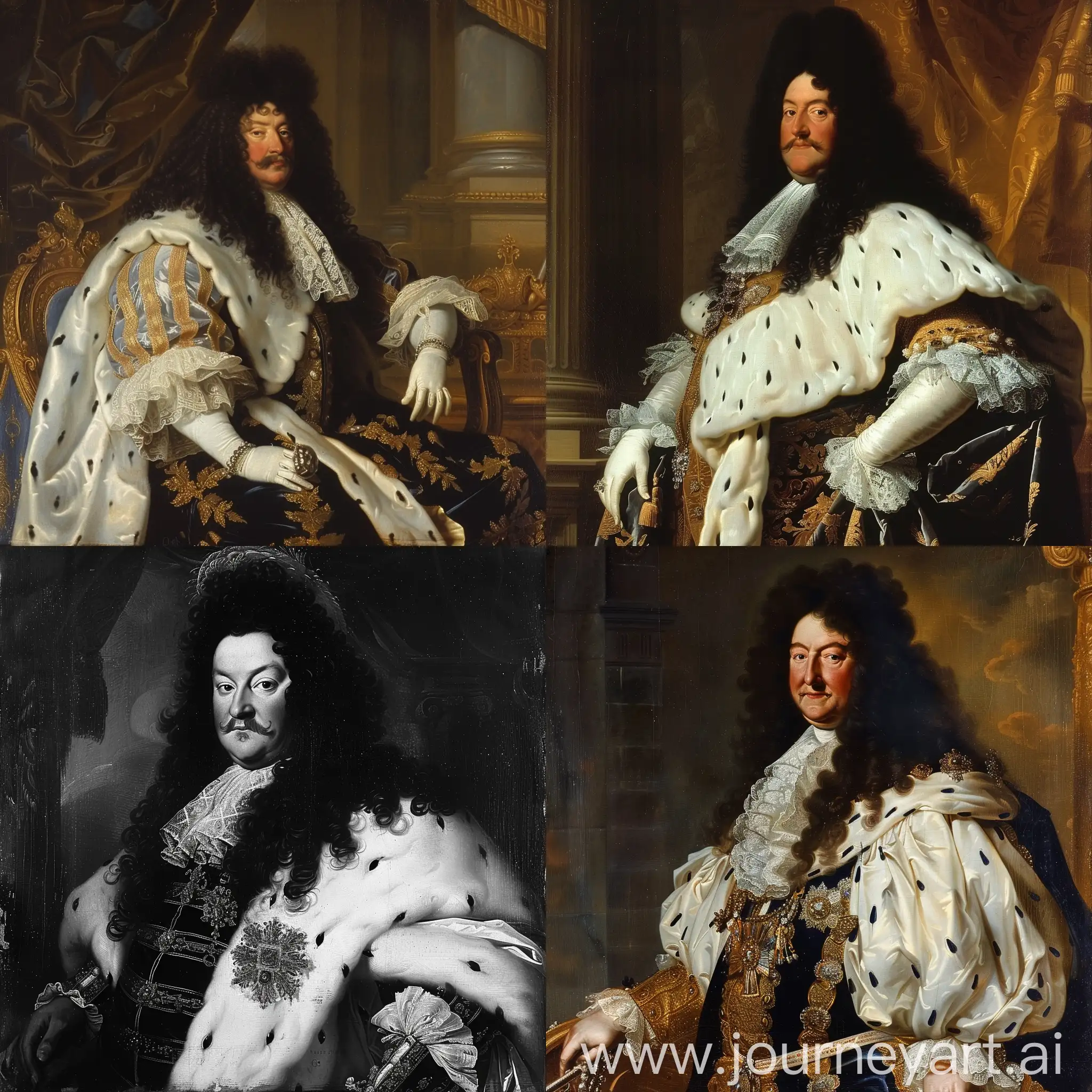 King-Louis-XIV-Portrait-with-Ornate-Attire-and-Royal-Emblem